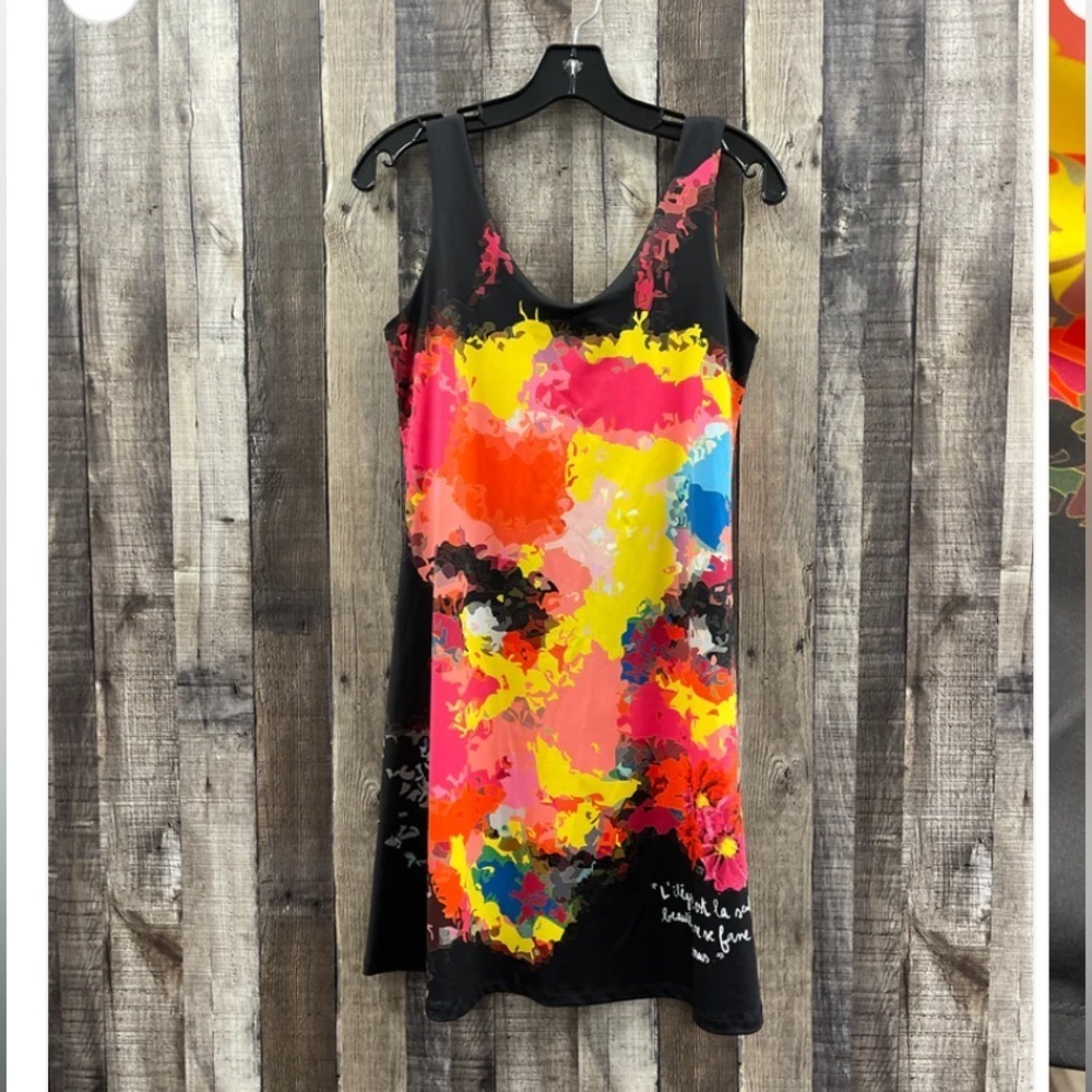 Nwot VOLT DESIGN Audrey dress L $200 Rare abstract face dress spring boho